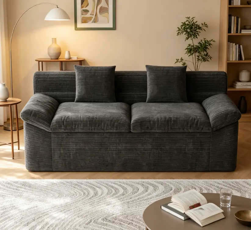 Comfy Deep Seat Chenille Loveseat Sofa | No Assembly Ready‑to‑Use 1PCS Couch for Living Room, Bedroom, Apartment, Conference Room
