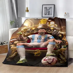 Leo Messi Blanket Soft Flannel Blanket Football Fans Gifts Suitable For Sofa Beds Living Rooms Suitable For Children And Adults Birthday Gifts Holiday Party Home Decoration Halloween Blanket Christmas Blanket