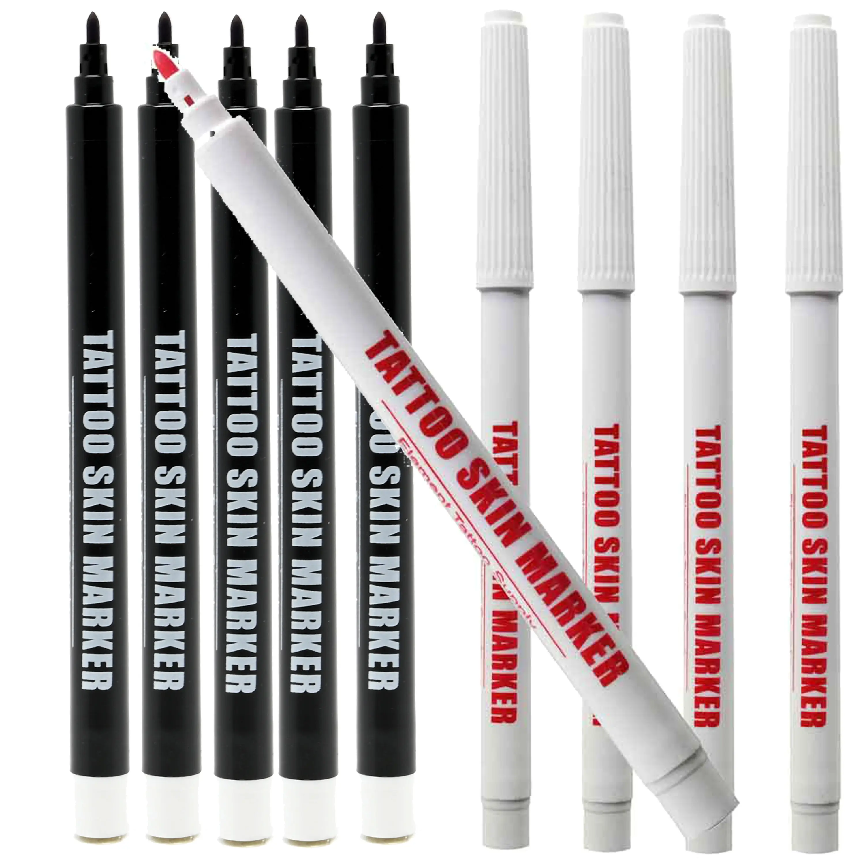 Stencil Skin Markers For Freehand Tattoos Drawing on Skin 5 Purple and 5 Red Bold