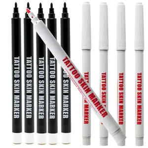Stencil Skin Markers For Freehand Tattoos Drawing on Skin 5 Purple and 5 Red Bold