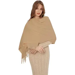 Elegant Pashmina Shawl for Women Soft Lightweight Wrap with Fringes for Wedding Travel Evening Party All Seasons Use