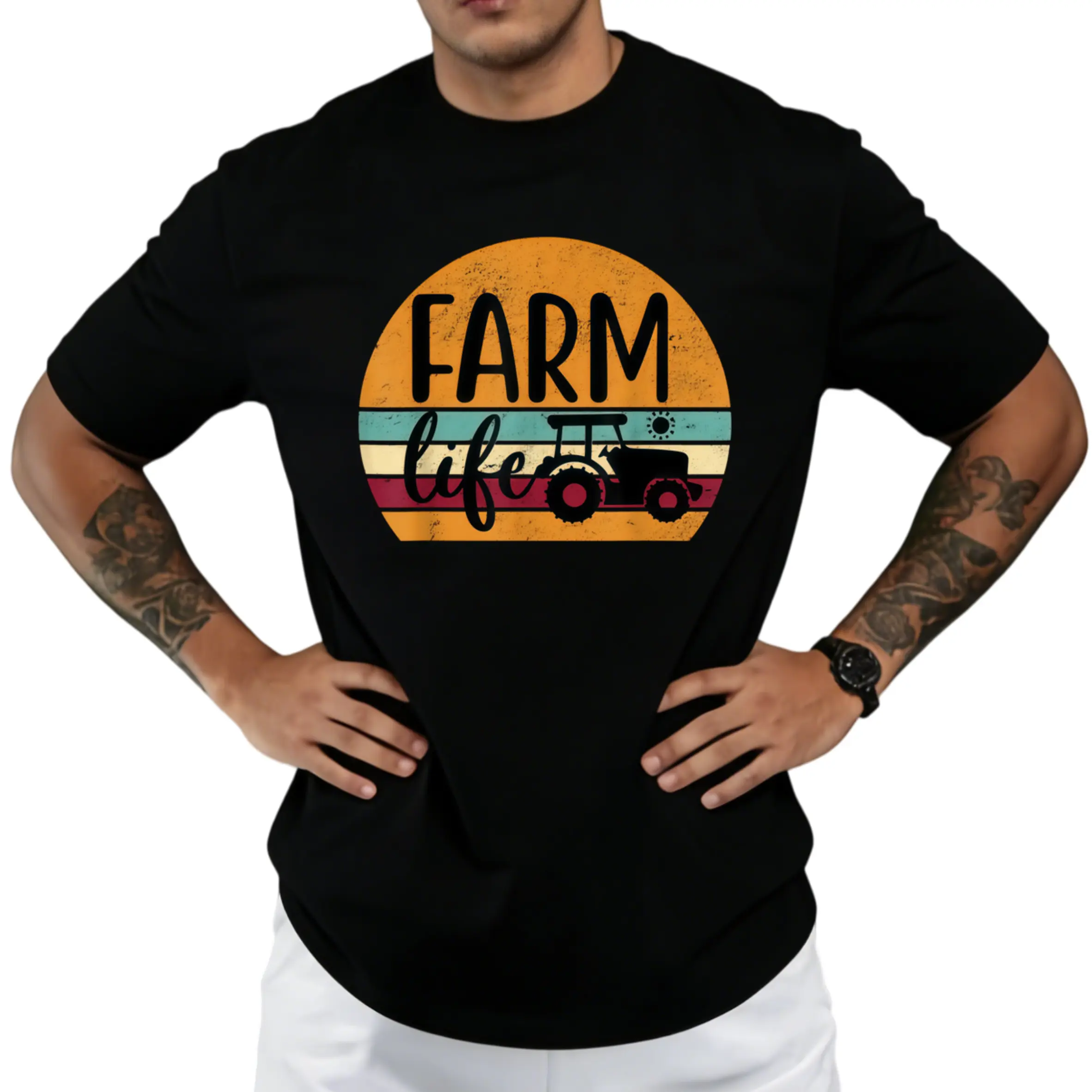Retro Vintage Farm Life Tractor Farmer Graphic T-Shirt