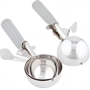 4 Portion Scoop Ice Cream Disher with Trigger Release, Stainless Steel Cookie Scoops for Portion Control, Half Cup Scoop for Pastry Dough, Cupcake Batter