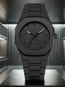 Three Eyes Exquisite Silicone Quartz Men's Watch - Elegant Black Design with Unique Three-Eye Dial & Reliable Quartz Movement from Mainland China