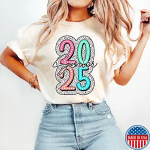 Senior 2025 , Retro Graduation, Class of 2025 , Senior Dalmatian Dots , High School Tshirt