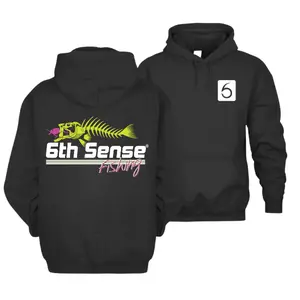 6th Sense Fishing Hoodie Bass Skeleton Graphic Pullover Unisex Heavy Blend Hooded Sweatshirt Angler Outdoor Gift for Fishermen