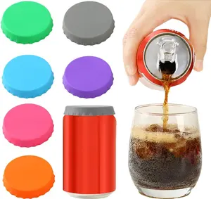 6 Pack Silicone Soda Can Cover, Reusable Soda Can Lids to Keep Carbonation, BPA Free Pop Can Caps Tops Savers Stopper for Drink, Beer, Beverage, Juice, Coke, Fits Standard Cans