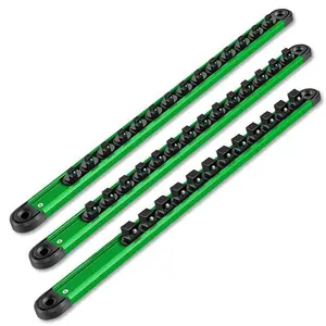 Magnetic Socket Storage Set: 1/4“, 3/8”, 1/2" socket tray storage box for toolbox drawers. Holds standard-sized sockets. Suitable for automotive garages (Red/Green).