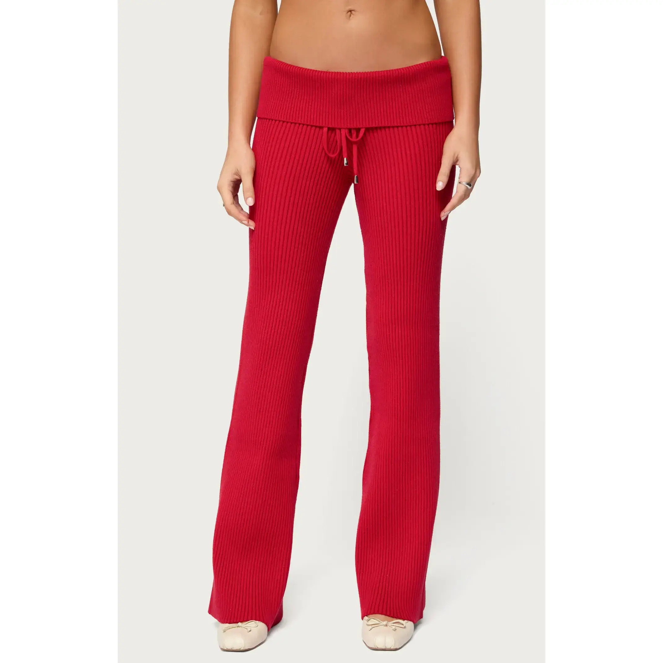 Edikted Women's Adannah Foldover Ribbed Knit Pants