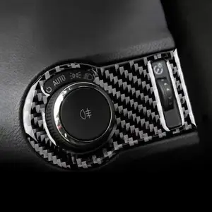 Carbon Fiber Headlight Switch Button Panel Overlay for Chevrolet Camaro 2010-2015