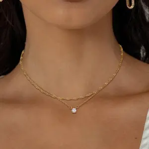 KOPERIN Double Layered Necklaces for Women, Dainty Long Lariat Simple Necklaces Trendy Jewellery Gifts for Fashion