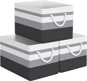 Storagetastic Storage Bin,Collapsible Storage Basket for Organizing,Large Storage Boxes with Rope Handles,Storage Containers,Gradient Grey,3 Pack StorageTastic