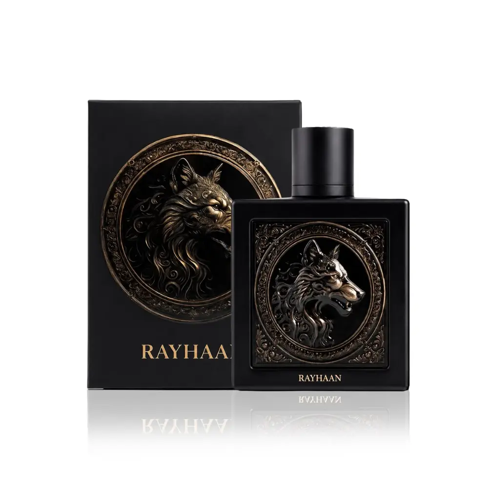 Rayhaan Wolf For Him Eau de Parfum 3.4 oz | Cardamom, Toffee & Amberwood Fragrance for Men | Long-Lasting Warm Gourmand Cologne