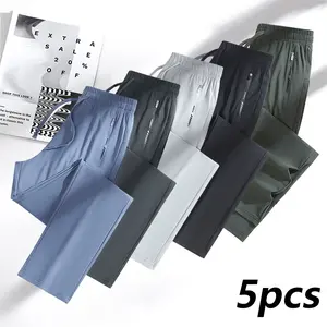 Women’s casual long pants, 5-pack, practical pockets, drawstring waist design, minimalist versatile style, suitable for leisure and relaxation, outdoor activities, everyday work, and daily commuting.