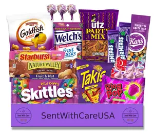 Purple Snack Box & Purple Gift Basket | Purple Party Gift Idea College Snack Box | Name Brand Snacks & Candy - Birthday Gift Idea Party Favor snack  tok