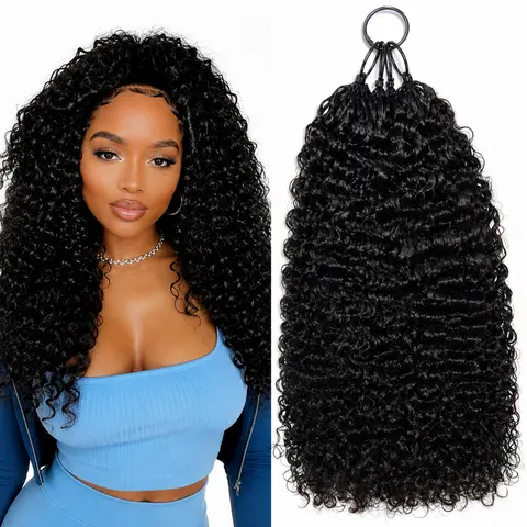 Flowywig Burmese Curly Miracle Knots & Pixie Curly Crochet Human Hair, 100g 50 Strands/Pack, Double Drawn, Pre-Separated Invisible Knots, Full from Top to Ends, Soft Bouncy Curls, Easy Install Boho Crochet Hair #sohochic