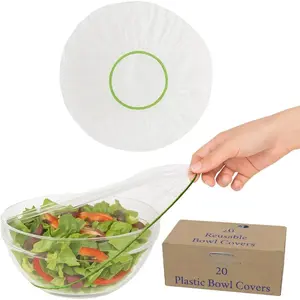20 Bowl Covers -  Plastic  Covers with Elastic, Ideal for Bread Proofing and Storage