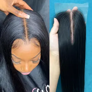 2x6  Lace Closure Straight Indian Virgin Human Hair,18Inch Middle Part Pre Plucked  Hairline Transparent Swiss Lace Closure Human Hair