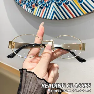 Women's Plastic Metal Oval Wide Leg Reading Glasses, Elegant Stylish Lightweight Trendy Casual Fashion Eyewear, Fashion Eyeglasses