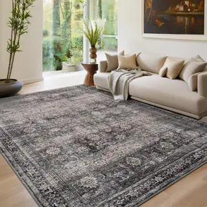 【GARVEE】- Large 8 x 10 Inch Area Rugs with Non-Slip Backing, Stain-Resistant Oriental Rugs, Low Pile Washable Rugs for Bedroom, Office, Camel