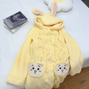 New Chiikawa Hachiware Usagi Kawaii Anime Cartoon Coral Fleece Pajamas Thicken Lounge Clothes Nightgown Ins Sweet Comfortable