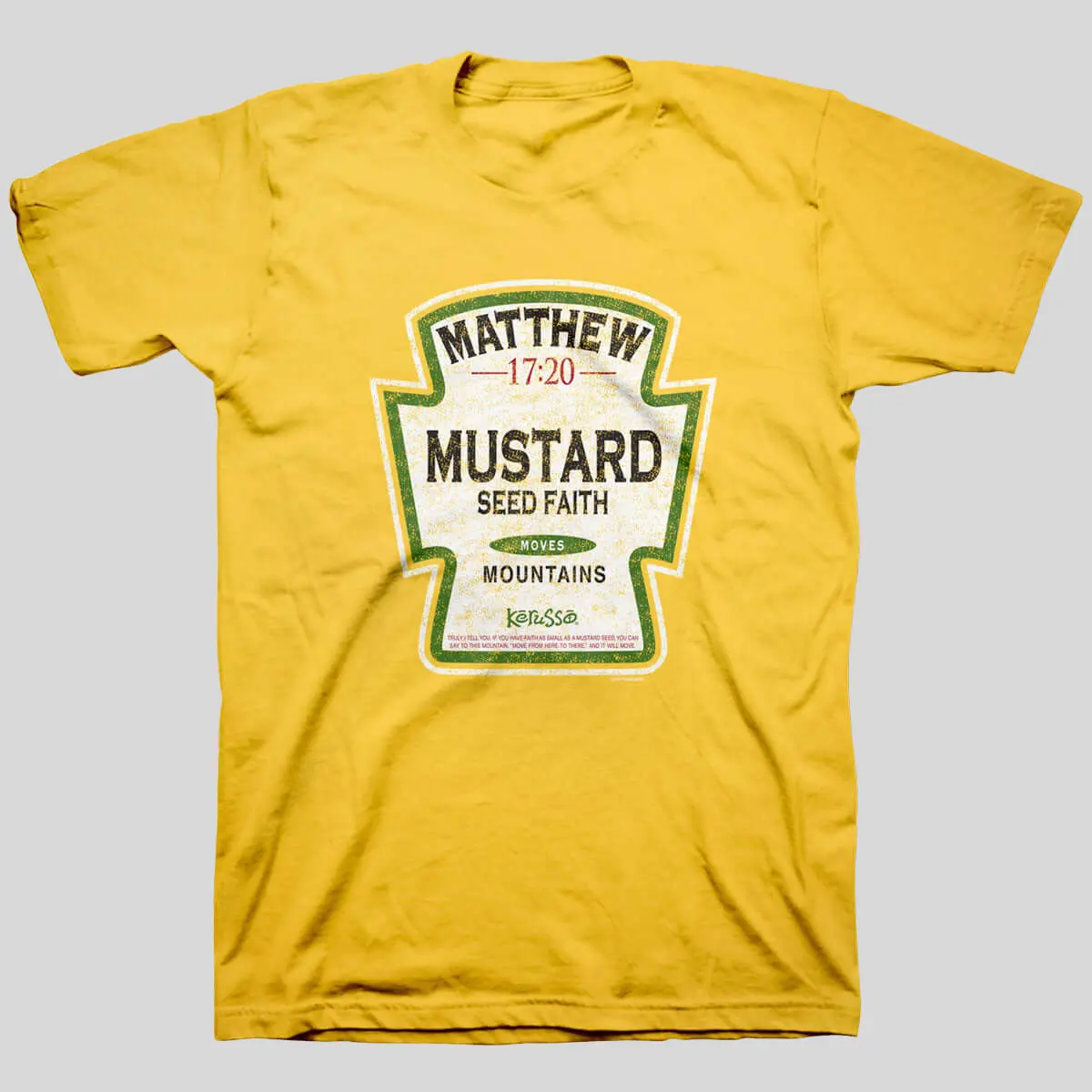 Women's Kerusso Christian Classic Cotton Casual Round Neck Short Sleeve Fit T-Shirt - Mustard, Love-Themed Design, Sturdy Hem, Comfortable Tops