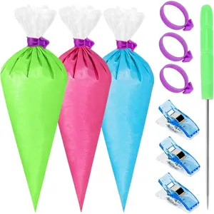 107 Pcs Disposable Piping Bags Set includes 100Pcs 12 Inch Pastry Frosting Bags for Cake Decorating with 3 Bag Ties, 3 Clips & 1 Scriber Needle