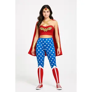 Women's DC Wonder Woman Jumpsuit with Cape & Headband Halloween Costume