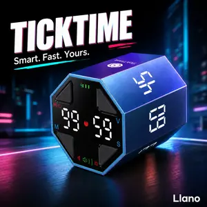 Ticktime Pomodoro Timer Cube for Productivity, ADHD Focus Timer with Pause & Resume, Silent & Sound Alert, Custom Countdown 3/5/10/15/25/30 Min