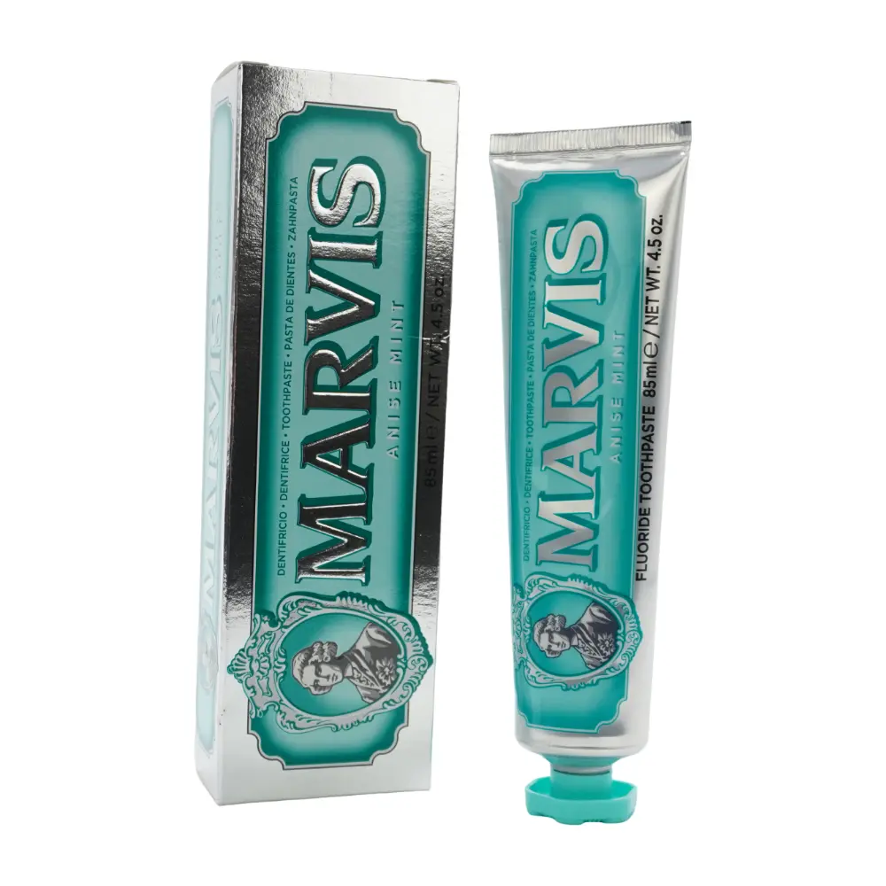 Marvis Anise Scented Fresh Mint Toothpaste - 2.99oz (85ml) Premium Fluoride Oral Care, Teeth Whitening, Xylitol Base, Prevents Cavities, Daily Use for Fresh Breath & Bright Smile