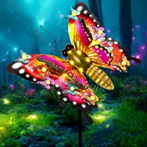 Solar Garden Lights, Outdoor Butterfly Garden Decor Large 41" Metal Decorative Lights,  Butterfly Decoration for Outside Patio Yard Porch Birthday Gardening Gifts for Mom Women Mother's Day