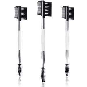 3PCS Eyebrow & Eyelash Brush Set, Dual-Head Comb Shaper Tools for Brow and Lash Grooming, Makeup Cosmetic Separator for Women (White)