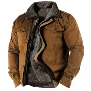 2025 Thick Side-Seam Pocket Casual Zip-Up Cotton Jacket for Youth – Wolf Brown GARMENTARY