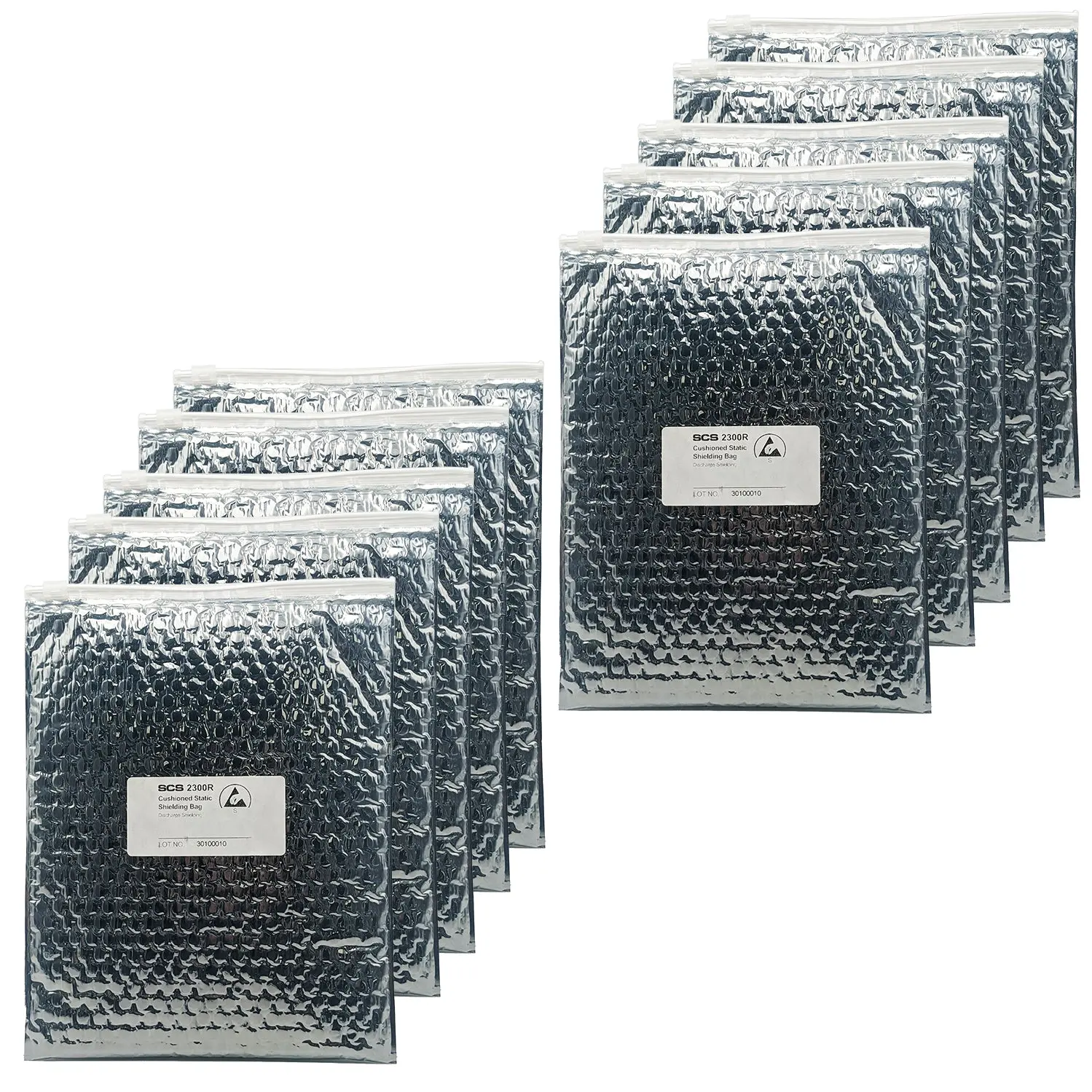 SCS 10-Pack 9"x12" Resealable Cushioned Static Shielding Bags, Lightweight ESD Protective Office Envelopes, Absorbs Impact, Heavy-Duty Protection, High Puncture Resistance, Prevents Product Damage, Made in USA