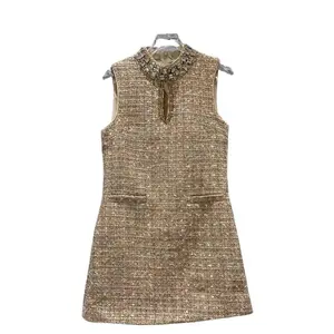 Jessica Bara Rizalin Tweed High Neck Mini Dress