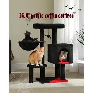 Luxury  Tree for Indoor Multi-Level  Tower with Condo Hammock Padded Perch  Scratching Post  Accessories  Toys  Coffin Bed Minimalist Tree with Condo and Toys Tree with Hammock Tree Condo  Scratching Post with Bed Cactus Cat Tree with Scratching Post