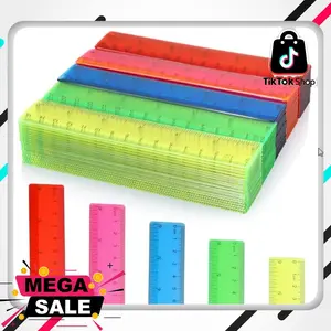 Zonon 50 Pcs 6 Inch Rulers Assorted Colors Clear Plastic Ruler Straight Rulers for Ruler with Inches and Centimeters for Students School Supplies Office Home Use