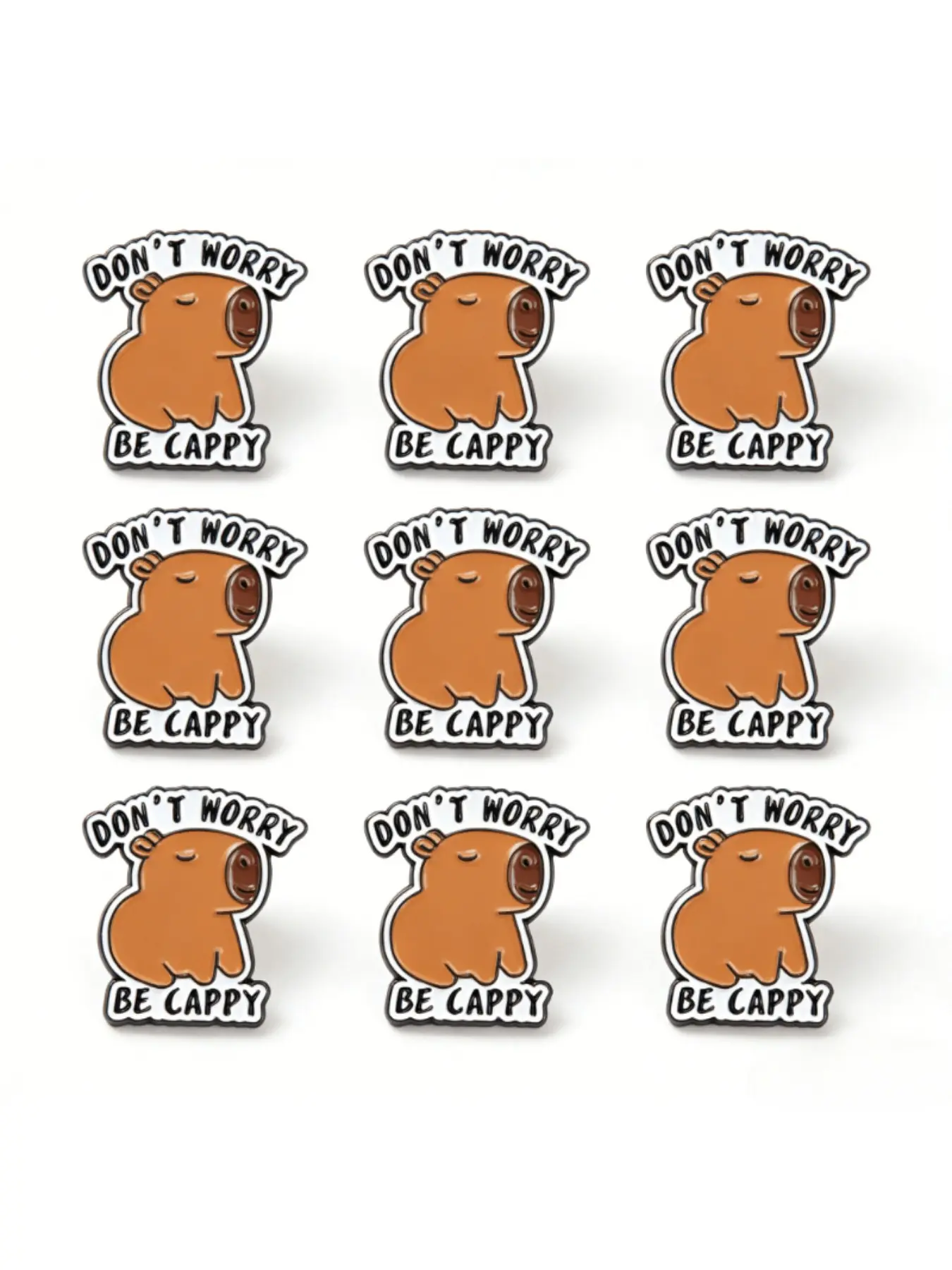 9Pcs Capybara Brooch Set，Cute Unique Pins，Perfect Decor for Backpack Hat Clothes