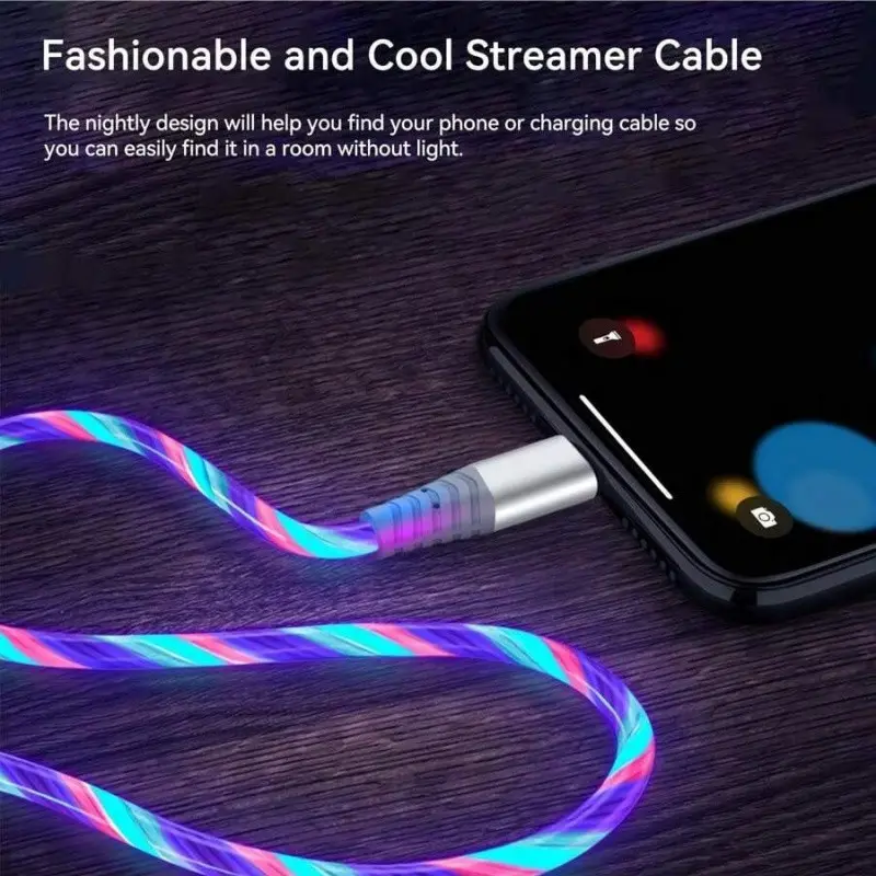Smartphone LED Fast Charging Cable Charging 1m USB-C Type C Charging Lightning Adapter Compatible iPhone Series Cellphone Home Office Travel Ideal Christmas Gift