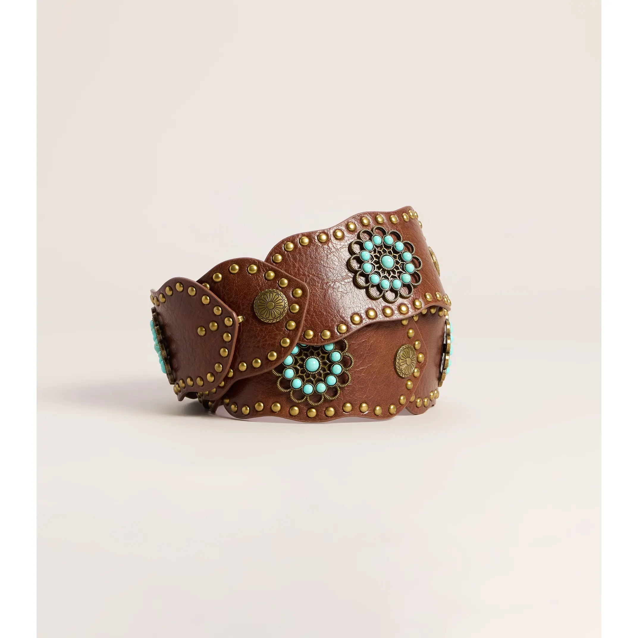 Desert Bloom Studded Faux Leather Belt