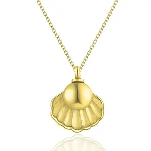 GNight Fetcher Premium Stainless Steel Urn Necklace for Ashes - Discrete Cremation Jewelry for Ashes, Stylish Ashes Necklace for Women - Pet/Dog Urn Necklace for Ashes Keepsake - Shell