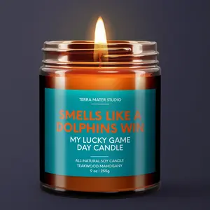 Smells Like a Dolphins Win, Your Lucky Game Day Candle, Dolphins Football Candle, Dolphins Fans Gift, Game Day Decor, Sport Themed Candle, Cleveland Victory Candle
