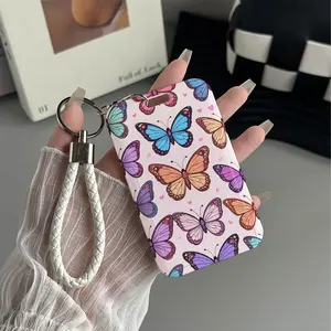 Butterfly Dreams Pattern Design Plastic Id Card Holder With Lanyard for Doctors, Nurses, Students-Bus Card Case, Campus Card Protector Perfect Halloween Christmas Gift