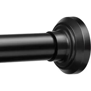 Matte Black Shower Curtain Rod 30 to 76 Inches, 1 Inch Stainless Steel Adjustable Spring Tension Rods No Drill for Bathroom, Closet, Window, Room Divider,