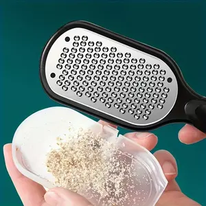 1 piece stainless steel bladeless foot file with safety cover, ergonomic handle grip, sanded stainless steel surface (coarse/fine) exfoliation, rugged remover with strong construction, Foot files and callus removers, Feet callus remover