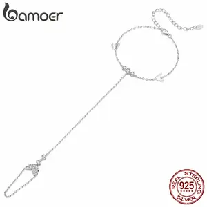 925 Sterling Silver Hand Chains Bracelet Butterfly Tassel Finger Ring Bracelet Chain for Women Trendy Body Jewelry Set