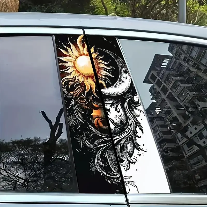 Sun & Moon Pattern Car Sticker, Self Adhesive Car Decal, Decal for Cars, Automobile Decals, Waterproof & Anti-scratch Vinyl Sticker, Vinyl Decals for Car Window, Car Exterior Decoration Accessories, Automotive Decoration, Car Vehicle Decoration