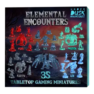 Underdusk Elemental Encounters – 35 DnD Minis | Fire Ice Water Air Earth | Stat Blocks