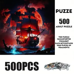500 Piece Night Giant Sailboat Puzzle, Large Adult Family Interactive Toy, DIY Home Decor Brain Challenge, Holiday Scene, Perfect Gift