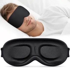 100% Blackout 3D Sleep Mask for Side Sleepers Zero Pressure Contoured Eye Mask Soft Breathable for Men Women Airplane Travel Essential Ultra-thin Sides Widened Headband Adjustable Strap